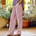 thumbnail image 6 of Mifsaly Striped Linen Pants Women High Waisted Wide Leg Summer Pant Lightweight Loose Fit Casual Beach Vacation Outfits with Pockets 2026 Red,M, 6 of 9