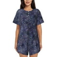 thumbnail image 1 of Fotbe Watercolor Indigo Conjunto de Pijama Estampado para Mujer, 2 Piezas, Ropa de Dormir con Camiseta de Manga Corta y Shorts Suaves-Large, 1 of 6
