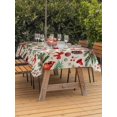 thumbnail image 2 of Outdoor Tablecloth with Umbrella Hole and Zipper, Christmas Cardinal Rectangle Table Cloth 60x120 Inch Waterproof Tablecloth, Xmas Winter Flower Bow Pine Fruits Beige Picnic Table Cover for Patio, 2 of 7