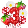 thumbnail image 1 of Kit de globos para fiesta de tercer cumpleaños con temática de fresas y margaritas, 7 unidades, 1 of 1