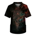 thumbnail image 1 of Men's Printing Short Sleeve V-neck Working Blouse Chest Pocket Carer Top XL, 1 of 3
