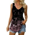 thumbnail image 4 of Usmixi Womens Tank Tops Beach Fashion Floral High Waist Pleated Hem Going out Tunic Vest Tops Summer Trendy Sunflower Print V-Neck Sleeveless Shirts Blouse Pink m, 4 of 7