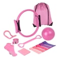 thumbnail image 4 of 13 piezas Pilates Circle Set Bandas de resistencia con pelota versátil con anillo de de bolsas de almacenamiento para un ejercicio de muslo Rosa, 4 of 8
