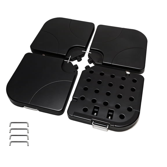 RocVanc Cantilever Offset Umbrella Base Heavy Duty Outdoor Umbrella Stand Base, Sand/Water Filled 4-Piece Plastic Patio Umbrella Base for Garden, Poolside, Black