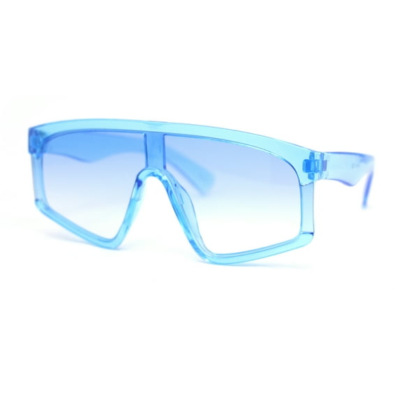 Kids Child Size Fashionable Flat Top Shield Plastic Pop Sunglasses Blue