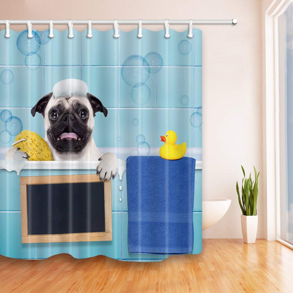 ARTJIA Dog in Bathtub with A Duck on the Towel Extra Long Polyester