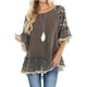 thumbnail image 3 of VISgogo Blusa de media manga para mujer, tops holgados de cuello redondo con estampado floral de leopardo, camisa informal de estilo simple VISgogo moda, 3 of 6