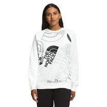 The North Face Womens Graphic Injection Crew, TNF White/Tin Grey, Small