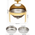 thumbnail image 2 of Roll Top Chafing Dish Buffet Set, 6.3 Qt Gold Round Chafing Dish for Buffet, Stainless Steel Food Warmer Chafer with Clear Window Food Pan for Catering Parties Banquets, 2 of 9