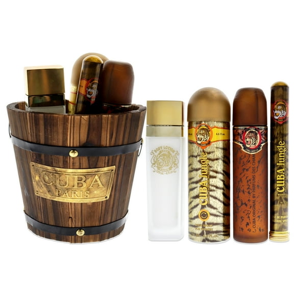 Cuba Spray EDP de 3.3oz, Spray EDP de 1.7oz, Spray Corporal de 6.6oz, Loción Corporal de 4oz Cuba Jungle Tiger 4 Pc Gift Set Cuba Spray EDP de 3.3oz, Spray EDP de 1.7oz, Spray Corporal 4oz 4 Pc Gift Set
