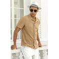 thumbnail image 3 of Iceglad Men's Casual Button Down Shirts Short Sleeve Shirts Vacation Beach Summer Hollow Out Tops, 3 of 7