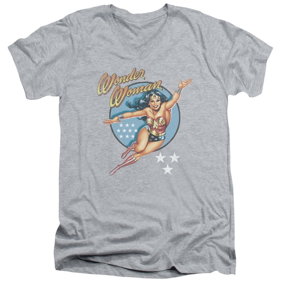 Dco/Wonder Woman Vintage S/S Adult V-Neck T-Shirt Athletic Heather
