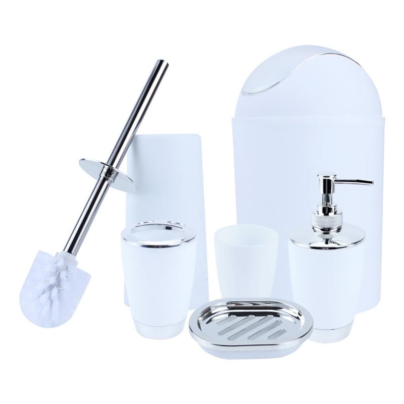 6pcs//Set Bathroom Accessory Bin Soap Dish Dispenser Tumbler Toothbrush Holder