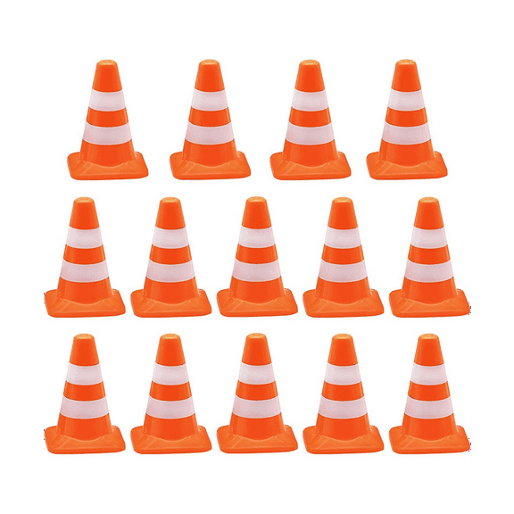 14 Pieces Mini Triangle Cone, Mini Simulation Safety Cone Road Parking Signs Roadblock, Small Signs
