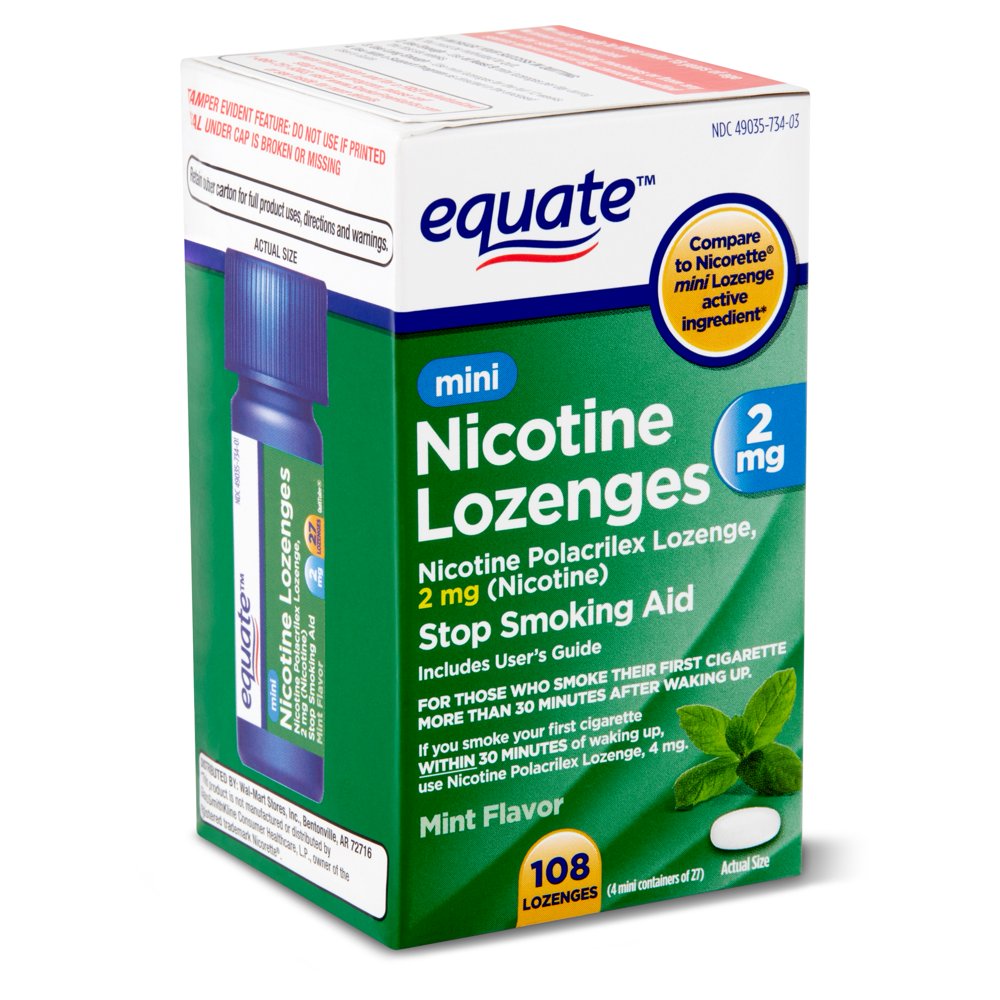 Equate Mint Flavor Mini Nicotine Lozenges, 2 mg, 108 count