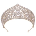 thumbnail image 4 of Tiara de corona Fernando nupcial de cristal de boda para mujer dorado, 4 of 8