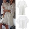 thumbnail image 1 of Tenues Assorties pour la Famille Robe Mini en Dentelle à Manches 3/4 Tutu Robe d'Été, 1 of 6