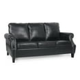 thumbnail image 2 of Noble House Amedou Faux Leather 3 Seater Sofa with Nailhead Trim, Midnight Black and Dark Brown, 2 of 7