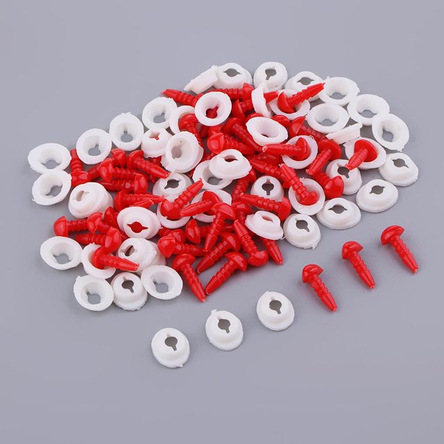 Negro / rojo plástico triángulo tornillo ojos de seguridad accesorios de para muñeco de oso de peluche animales de peluche juguetes fab 50 Piezas 14x7x5mm Rojo BLESIY Ojos de seguridad Nariz para muñecas
