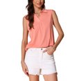 thumbnail image 4 of Camiseta sin mangas INSPIRE CHIC para mujeres, blusa suelta de cuello en V, camisetas polo sólidas, top casual XL rosa, 4 of 6
