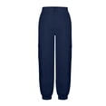 thumbnail image 4 of Fgnfyis Womens Cargo Pants High Waisted Casual Flat Front Pockets Elastic Everyday Comfort Cargo Trousers Women Pants Navy S, 4 of 6