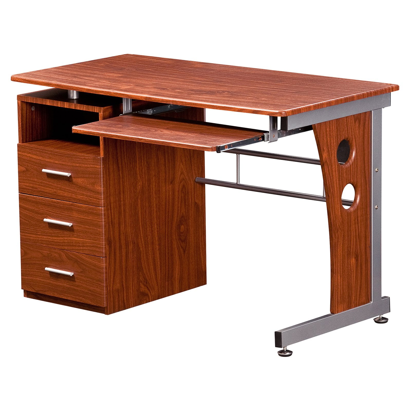 Techni Mobili Computer Desk With Ample Storage Mahogany Walmart Com