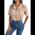 thumbnail image 2 of Camisa Informal de Corta Holgada con Cuello de Traje en Contraste para Mujer Caqui XL, 2 of 10
