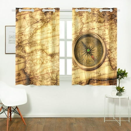 CADecor Vintage Old World Map Window Treatment Panel