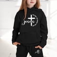 thumbnail image 2 of Tiweut 2 Piece Outfits for Girls Hoodie and Pants Kids Letter Print Sweatshirt Joggers Clothes Suits,2-3 Y, 2 of 4