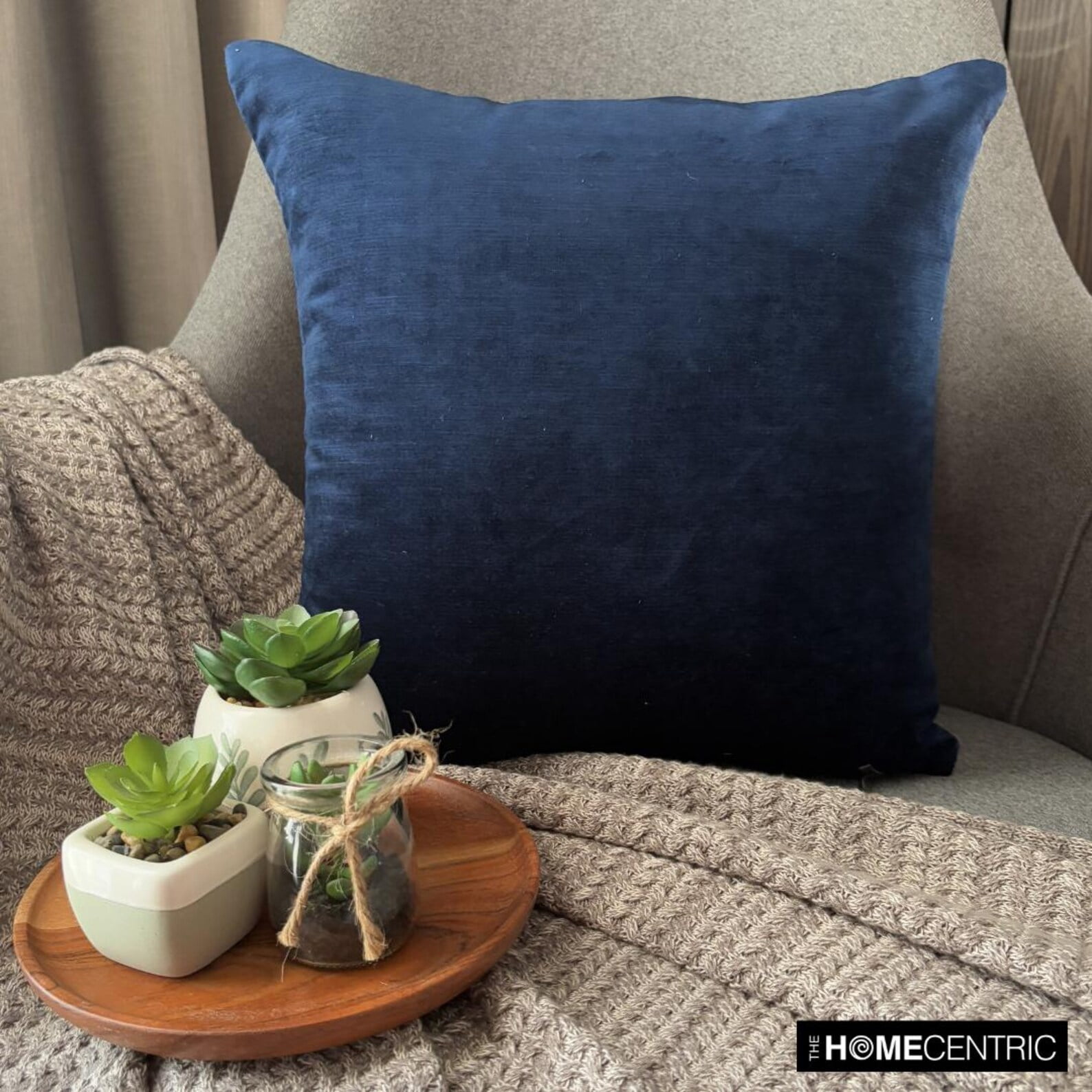 The HomeCentric Decorative Blue Pack of 2, 18"x18" (45x45 cm) Throw Pillows, Velvet Double Side, Faux Leather Puller Throw Pillows For Couch, Solid Color Modern Style Easter - Velvet Blue Jules