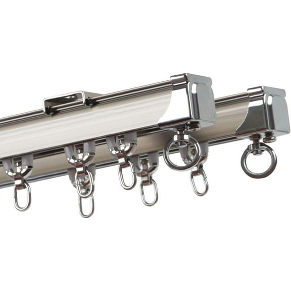 GXCZ Curtain Rods For Windows Curtain Track Set, Ceiling Track For Curtains, Curtain Double Tracks Ceiling Or Wall Mount Heavy-Duty Curtain Rails For Living Room Bedroom Room Divider(Champagne-Ceiling,6m-4x150cm)