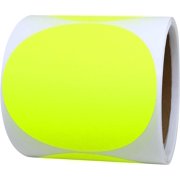 Fluorescent Yellow Labels 4 inch Round Color Coding Dots Stickers 100 Labels Per Roll (Fluorescent Yellow)
