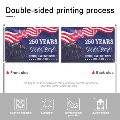 250 Year American Anniversary Flag 4x6 Ft Outdoor Double Sided 250th Anniversary USA Flag 4th of July We-The-People Patriotic Flags For Outside Indoor Decor