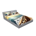 thumbnail image 2 of Ambesonne Nautical Fitted Sheet & Pillow Sham Set, Sailboat Sunset Sea, Full, Cream and Blue, 2 of 2