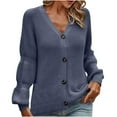 thumbnail image 2 of Womens Fall Shirts Fashion Women Winter Solid Color Button Casual Long Sleeve Long Sweater Coat Cardigan Blouse Tops Long Cardigans for Women on Clearance, 2 of 6