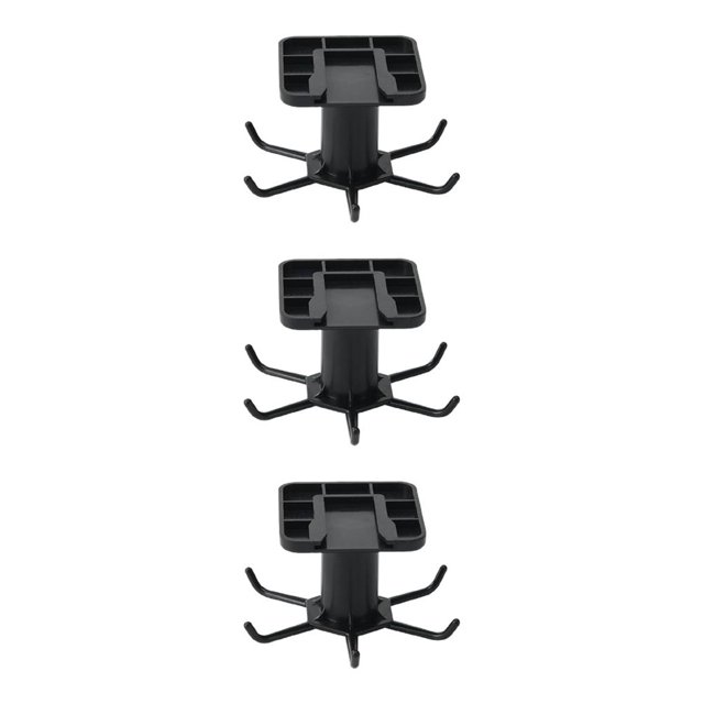 Moyic Gancho giratorio de 360 grados, autoadhesivo, sin perforaciones, con 6 ganchos, lazos para puerta de pared, bolsa, colgadores Negro 3Conjunto