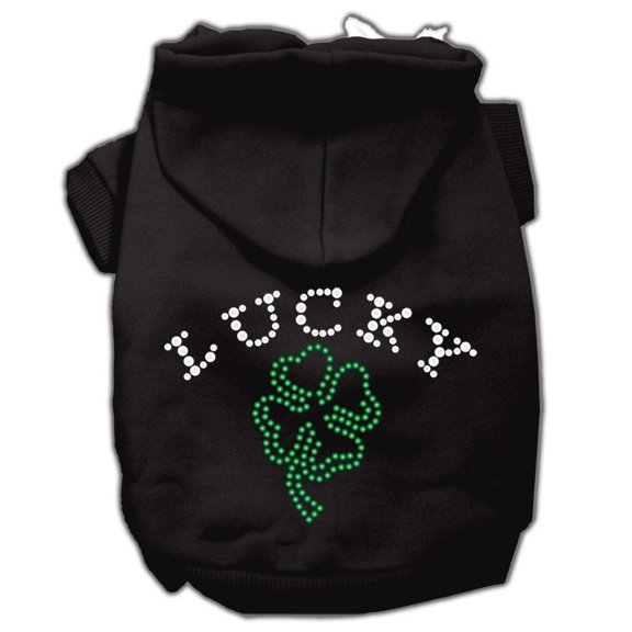 Pet, Dog Cat Hoodie Rhinestone, "Four Leaf Clover Outline"
