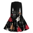 thumbnail image 7 of Mifsaly Vintage Christmas Dresses Women Long Sleeve Crewneck Elegant Cocktail Dress Xmas Holiday Party Tunic Evening Gowns 2025 Bright Snowflake Print Festival Outfits with Belt, 7 of 7