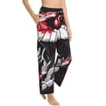 thumbnail image 2 of Uemuo Fierce Red Viper Graphic Art Pattern Women's Wide Leg Palazzo Lounge Pants with Pockets Light Weight Loose Comfy Casual Pajama Pants-, 2 of 9
