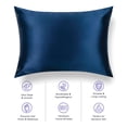 thumbnail image 2 of TAFTS Silk Pillowcase 22 Momme 100% Pure Mulberry Silk Pillowcase for Hair and Skin, Both Sides Grade 6A Long Fiber Natural Silk Pillow Case, Enveloped, Queen, Navy Blue, 2 of 3