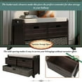 thumbnail image 6 of Storage Bench Sofa, Entryway Bench with 2 Drawers, 2 Hollow Handles, Removable Basket & Cushion, Organizer Storage Bench Shoe Bench for Hallway Entryway Living Room, Fully Assembled, Espresso, 6 of 7