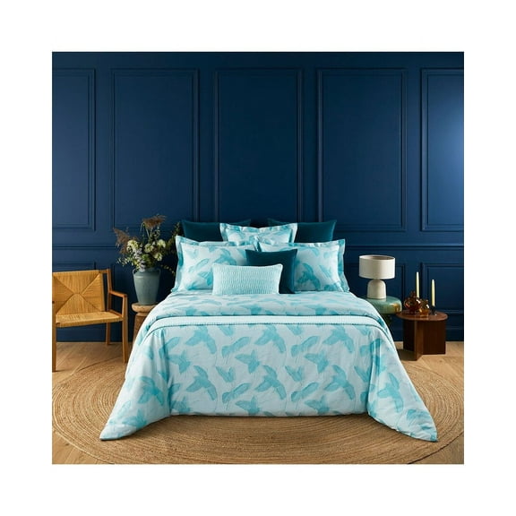 Yves Delorme 300 Thread Count Lecap Duvet Cover, Full/Queen, Blue