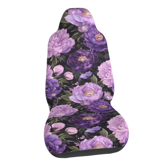 Purple Floral Flannel Car Seat Covers Stretch Car Seat Protectors Universal Fit