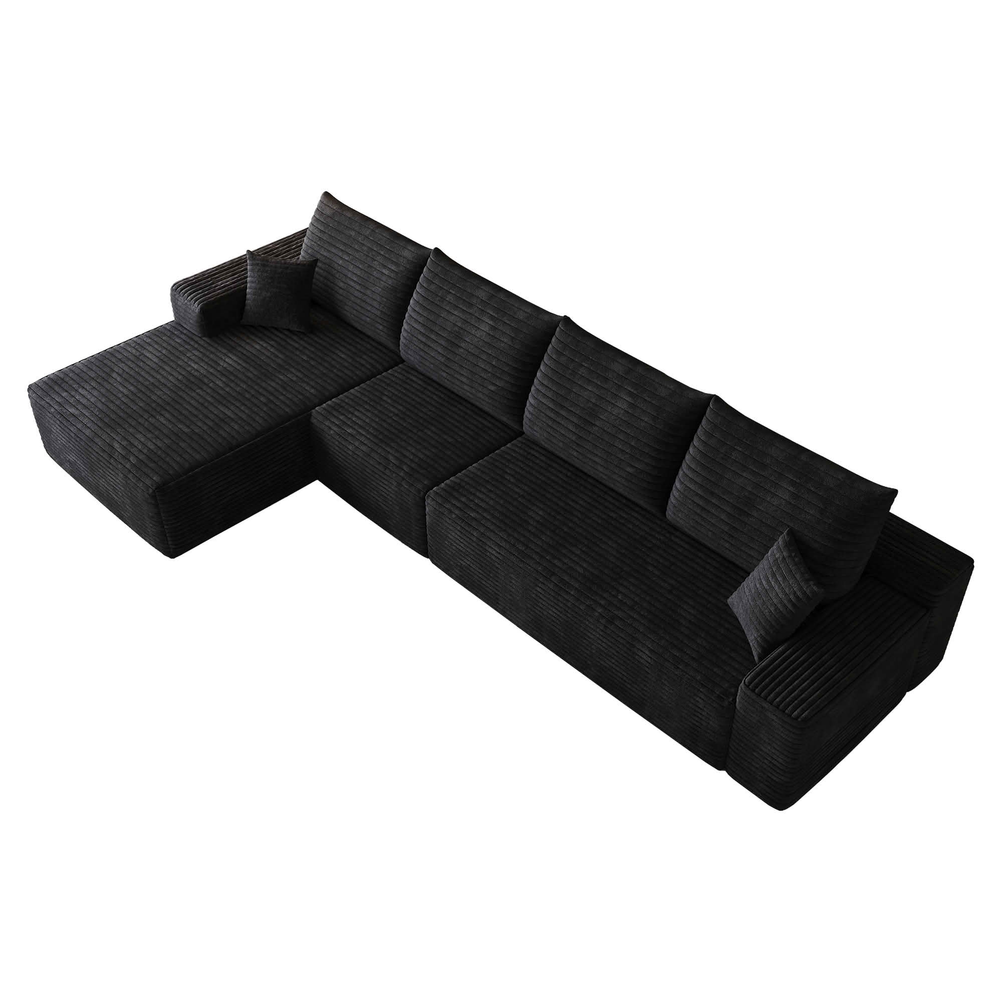 MAYEERTY 135 Inch L‑Shape Cloud Sectional Couch with Chaise, Modern Modular Deep‑Seat Sofa, Plush Corduroy Upholstered Couch, No Assembly Required for Living Room Bedroom Apartment