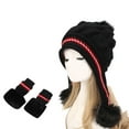 thumbnail image 4 of ZQUUVOU Beanie Hat Glove Set for Women Printing Winter Warmth Knitted Beanie Plush Ear Protection Thick Hats Gloves Set Black, 4 of 7