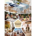 thumbnail image 5 of Aqua Stripe Nautical Table Cloth, Navy Blue Anchor Summer Coastal Waterproof Tablecloth for Square Tables, Reusable Washable Fabric Table Cover for Restaurant Kitchen Dining Tables 60"x60", 5 of 6