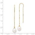thumbnail image 3 of 14K Yellow Gold 7-8mm White Rice Fw Cultured Pearl Box Chain Necklace Threader Earrings, 3 of 7