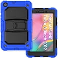 thumbnail image 2 of ELEHOLD for Samsung Galaxy Tab A 8.0 (2019) SM-T290/SM-T295 Ragged Case, Soft Silicone Hard PC Shoulder Strap Built-Kickstand Anti-Drop Shockproof Heavy Duty Protective Cover Case,Darkblue, 2 of 9