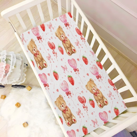 Wobogo Teddy Bear Baby Crib Sheets Super Soft Microfiber Playard Sheet Fitted Design for Maximum Comfort and Safety 39×27×5in