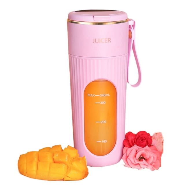 Exprimidor de con Carga Inalámbrica, Pequeño Exprimidor Portátil, Multifuncional, para el Hogar, Totalmente Automático, Color Rosa